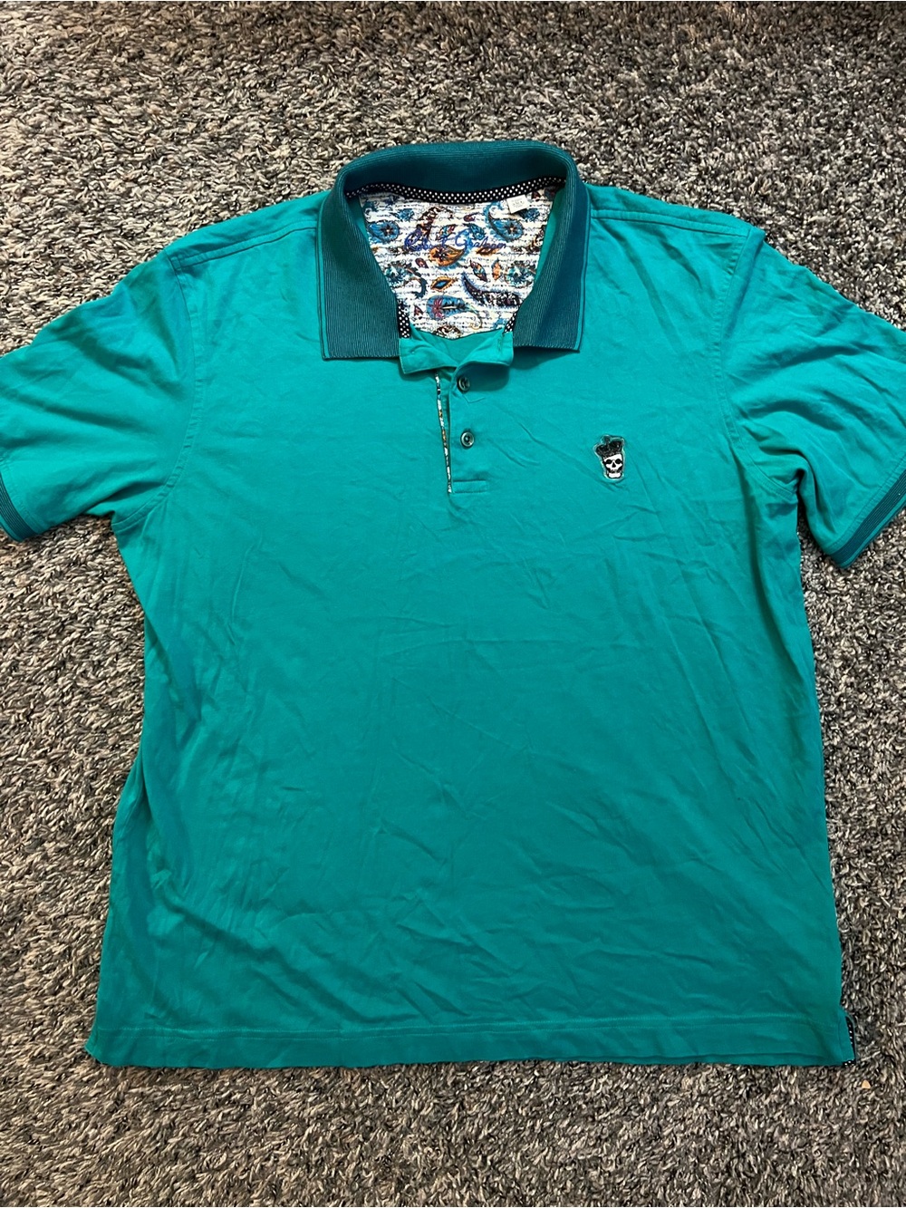 Robert Graham Teal Short-Sleeve Polo with Contrast Collar